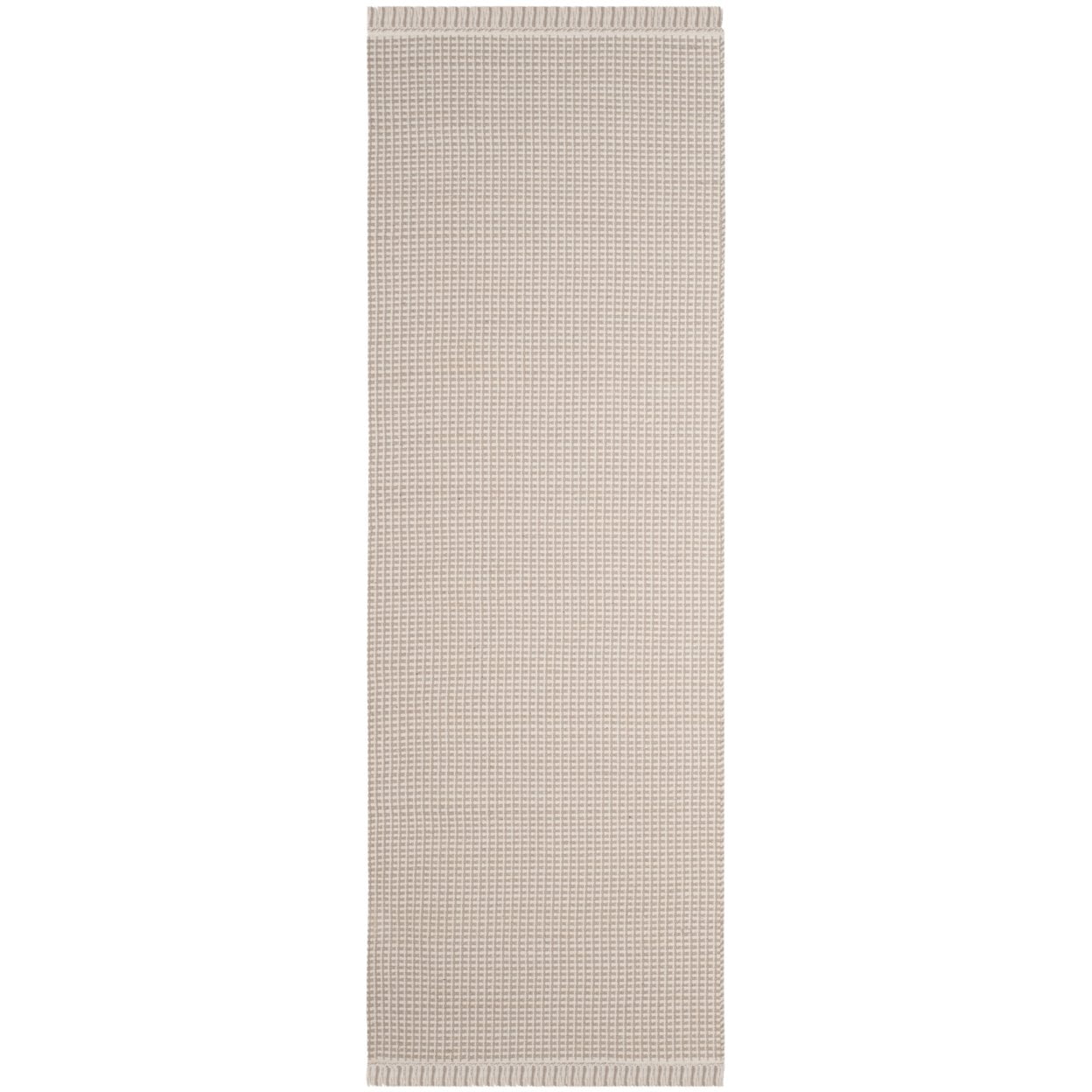 SAFAVIEH Montauk Patton Geometric Cotton Area Rug, Ivory/Grey, 4' x 4' Round
