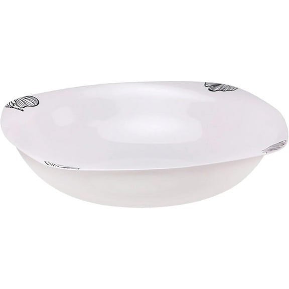 EcoQuality 16oz White Pearl Salad Bowl with Black Flower Design – Elegant Disposable Plastic Dinner Plate for Weddings, Parties, Catering, and Buffets Durable & Reusable (10)