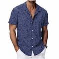 thumbnail image 2 of Titcea Hawaiian Shirts Men Short Sleeve Lapel Stylish Palm Tree Print Shirt Loose Comfort Summer Beach Vacation Tops, M-3XL, 2 of 8