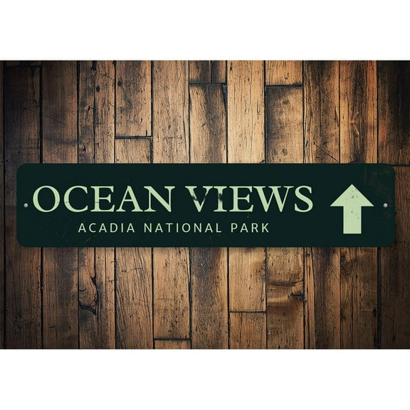 Ocean Views Novelty Sign, Metal Wall Decor - 4x18 inches