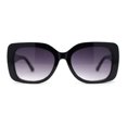 thumbnail image 2 of Girls Kids Size Chic Mod Elegant Rectangle Embossed Arm Sunglasses Black - Smoke, 2 of 4