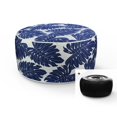 thumbnail image 1 of FBTS Prime Inflatable Footstool Ottoman Navy Leaves Round 21x9 Inch Patio Foot Stools and Ottomans Portable Footrest, 1 of 4