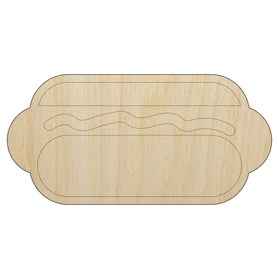 Yummy Hot Dog Wood Shape Unfinished Piece Cutout Craft DIY Projects - 4.70 Inch Size - 1/8 Inch Thick