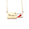 thumbnail image 1 of Red Circle Flowers Art Painting Letter Envelope Necklace Pendant Jewelry, 1 of 3