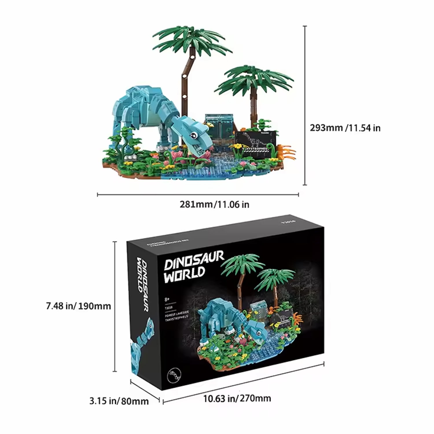 GZBrick Dinosaur World Building Sets Compatible with Lego Animals Forest Riverside Brachiosaurus for Adults Boy 541PCS