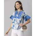 thumbnail image 2 of Moomaya Womens Printed Cotton Blouse, Boho Top, Short Sleeves Summer Top, 2 of 7