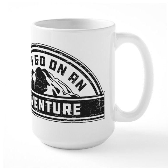 CafePress - Let's Go On An Adventure Large Mug - 15 oz Ceramic Large White Novelty Mug