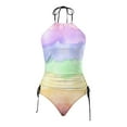 thumbnail image 4 of Splozh Women Tankini Bathing Suits Ruffle High Waisted Swimsuit Tummy Control Swimwear,Purple L, 4 of 4