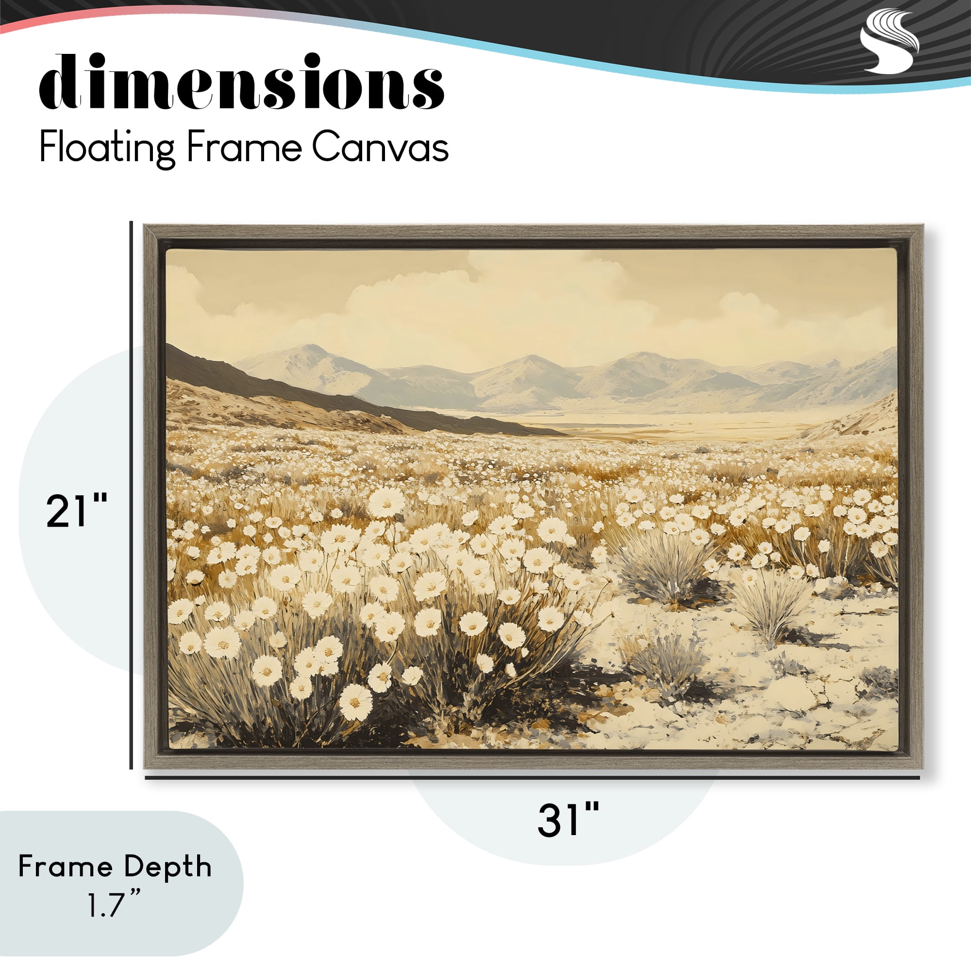 Stupell Industries Desert Wildflowers in Golden Valley Brown Framed Floater Canvas Wall Art, design by Franklyn Gregory