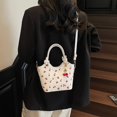 thumbnail image 5 of Hfppkn Cherry Print PU Leather Tote Bag Detachable Strap Crossbody Handbag for Work Travel 23x17x9cm White, 5 of 7
