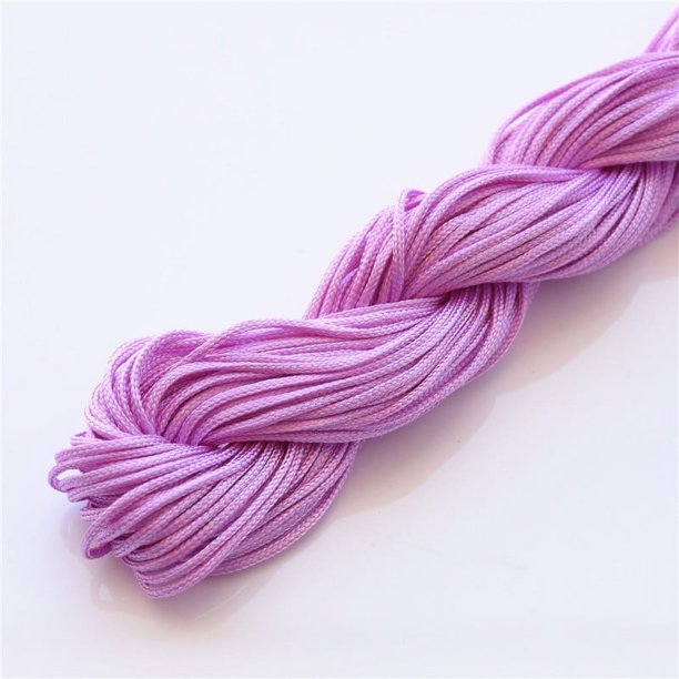Xiao Hua Cordón de satén de 1 mm con nudo chino, hilo de macramé de nailon, cordón de seda de cola de rata, cordón para abalorios, para collares, pulseras y bisutería, color morado claro.