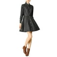 thumbnail image 2 of INSPIRE CHIC Women's Long Sleeves Above Knee Denim Shirt Dress with Belt M Black, 2 of 8