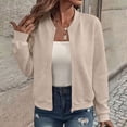 thumbnail image 2 of Kezqiaxn Bomber Jacket Women Fashion Clothing Solid Long Sleeve Casual Lightweight Jackets Fall Zip Up Coats for Women, 2 of 8