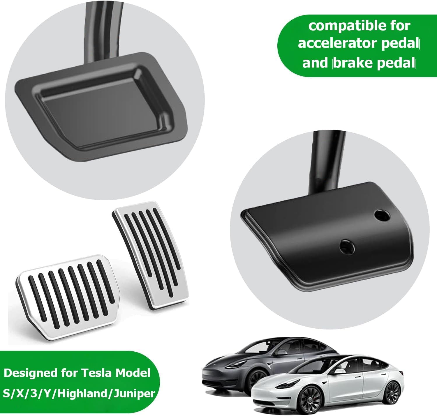 Topfit for Tesla Performance Pedal Pads Cover Foot Aluminum Non-Slip Pedals for Model Y(Juniper) Model 3(Highland) and Tesla Model 3/Y 2022+