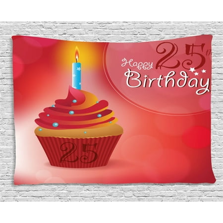 25th Birthday Decorations Tapestry Delicate Blue Dots On A Sweet
