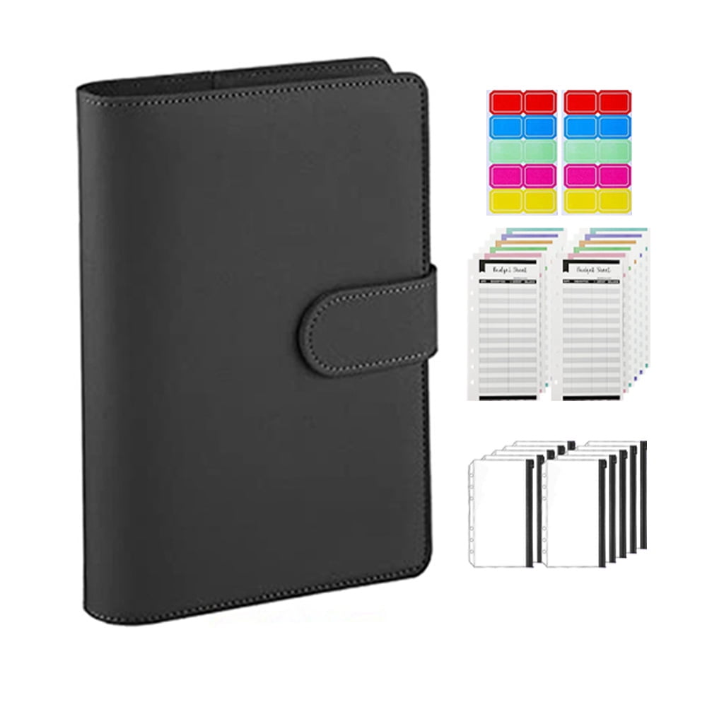 Daruoand A6 Cash Envelopes Binder Wallet Budget Binder with 10Pcs Zipper Pockets 2Pcs Labels 12Pcs Expense Tracker Personal Coupon Organizer Leaf Cash ...