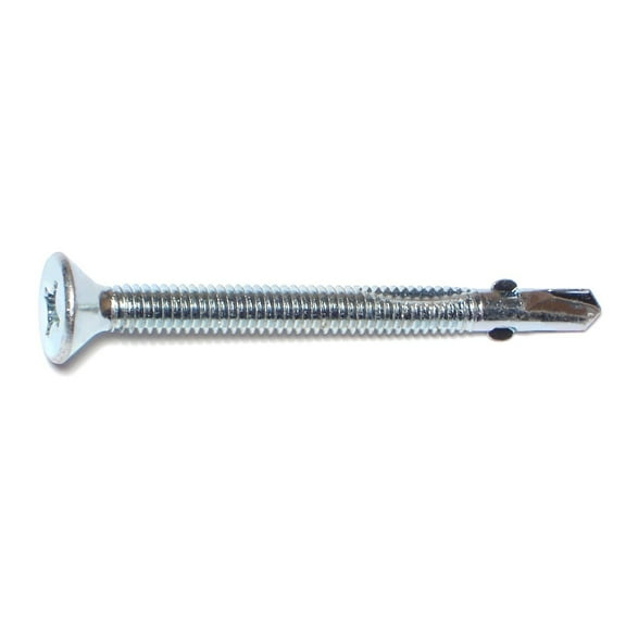 #12-14 x #2-1/2" Zinc Plated Steel Phillips Flat Head Self-Drilling Screws with Wings SSFS-096