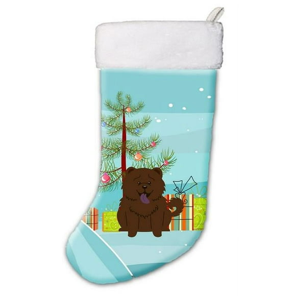 Carolines Treasures BB4266CS Merry Christmas Tree Chow Chow Chocolate Christmas Stocking