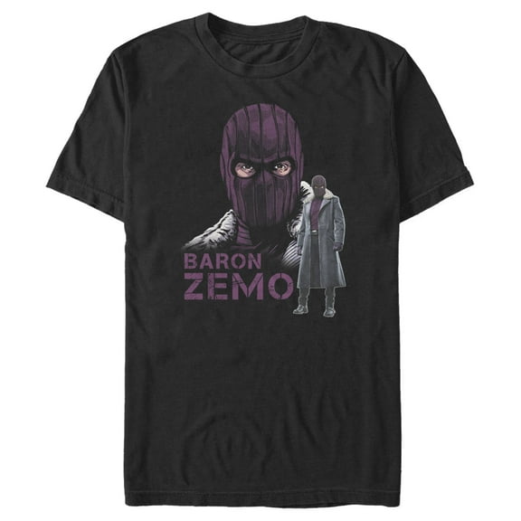 Men's Marvel The Falcon and the Winter Soldier Mask of Baron Zemo  Graphic Tee Black Small