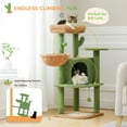 thumbnail image 4 of Pefilos 42" Cactus Cat Trees Towers for Indoor Cats with Scratching Mat and Posts, Cat Condo, Cat Tree House for Kitten, Green, 4 of 9