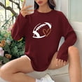 thumbnail image 4 of Charella Long Sleeve Shirts for Women Rugby Graphic Tee Loose Fit Crew Neck Ptinted Tops Soft Clothes (L, Wine 2), 4 of 6