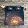 thumbnail image 3 of Ambesonne Nebula Quilted Bedspread Set 3 Pcs, Black Hole Cosmos Space, King Size, Petrol Blue Peach, 3 of 3