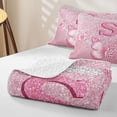 thumbnail image 4 of meiyoeat Pink Glitter Butterfly Monogrammed S Twin Quilt Set for Girls, Sparkle Floral Initial Letter Twin Coverlet Set, 2-Piece 1 Bedspread and 1 Pillowcase, 4 of 7