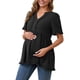 thumbnail image 4 of INSPIRAR CHIC Blusas de Maternidad para Mujeres Boho con Volantes Cuello en V Camisetas de Manga Corta Sueltas y Fluidas Ropa Casual 2025 Negro X-Large, 4 of 6