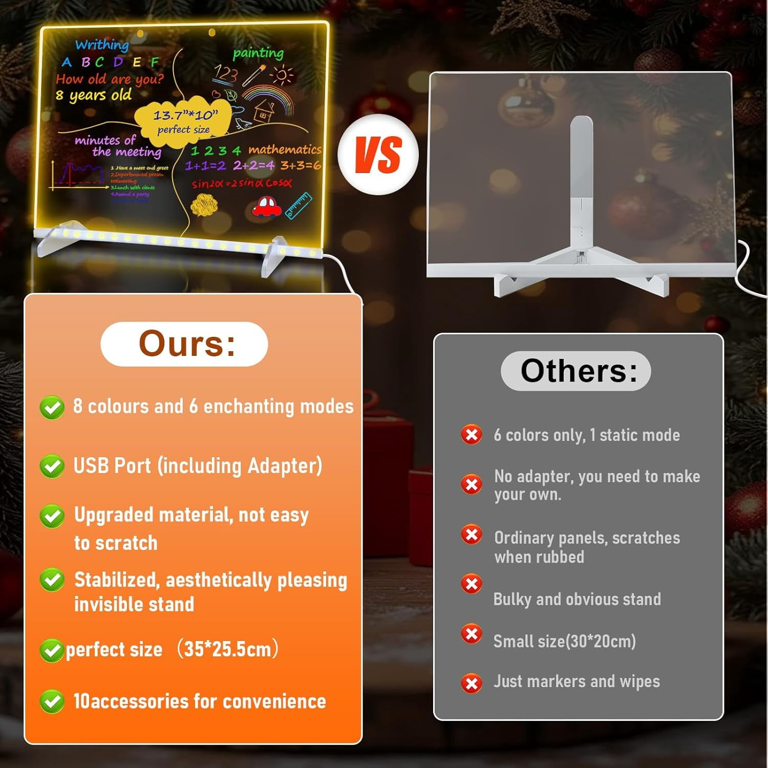 13.7" X10" Led Drawing Board for Kids with 13 Light Effects, Doodle Glow Drawing Board for Kids Gifts 8-12, Light Up Drawing Tablet Toy for Girls//Boys/Teens, Birthday Christmas Gift Ideas