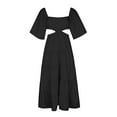 thumbnail image 3 of Patlollav Womens Summer Short Sleeve Open Waist Cross Elastic Dress Party Dress Beach Maxi Dress, 3 of 6