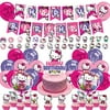 Hello Kitty Party Decorations,Birthday Party Supplies For Hello Kitty Party Supplies Includes Banner - Cake Topper - 12 Cupcake Toppers - 18 Balloons - 2 Hello Kitty Foils Ballons and 50 Kit