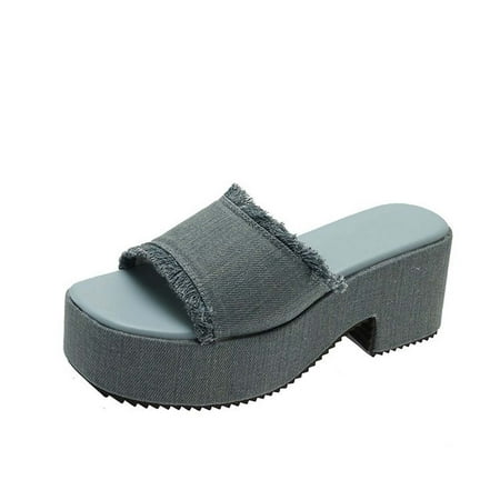 

TUOBARR Slippers for Women Women s Platform Sandals - Cute Water-Friendly Comfort Wedges for the Beach or Casual Wear Blue