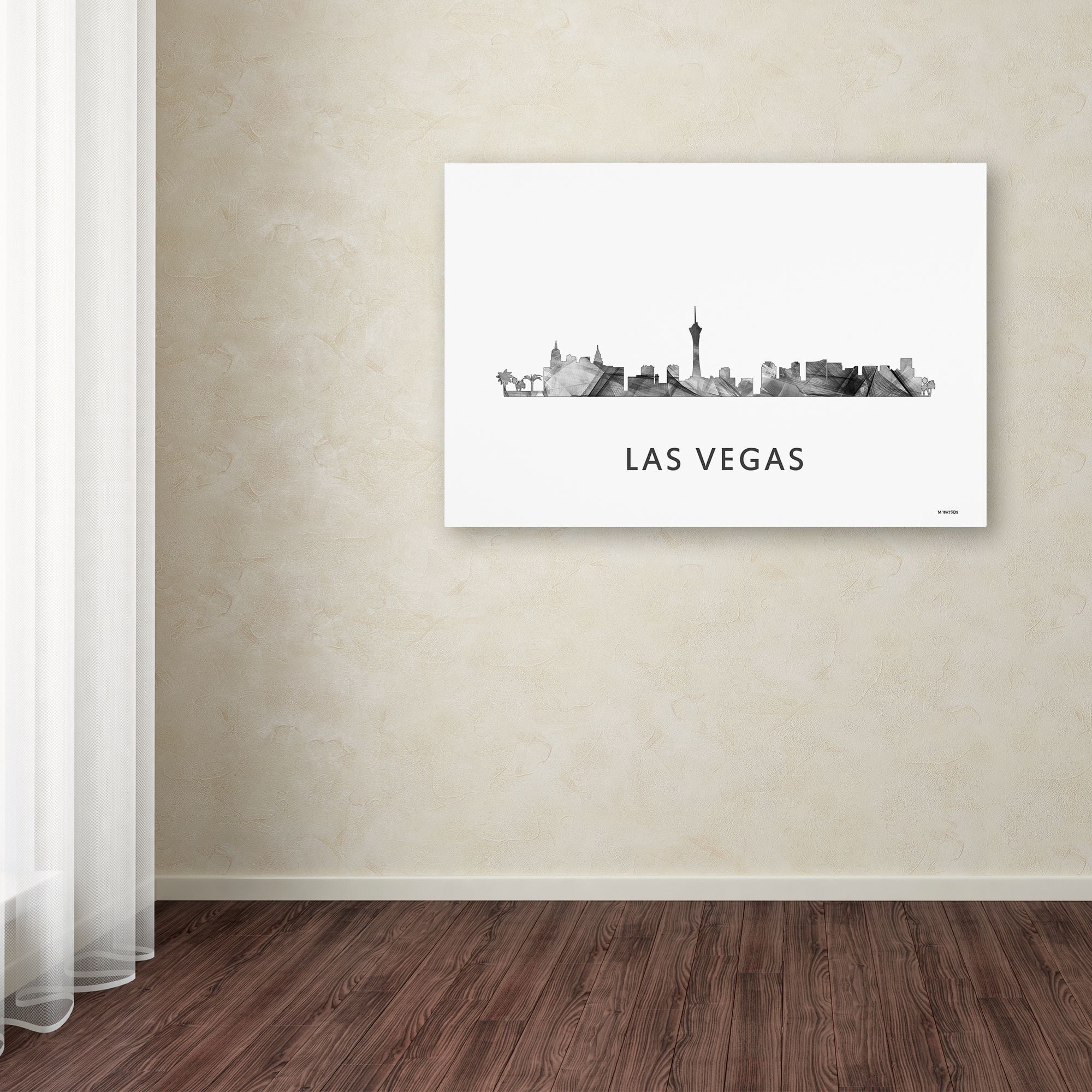 Trademark Fine Art 'Las Vegas Nevada Skyline WB-BW' Canvas Art by Marlene Watson