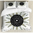 thumbnail image 1 of Mandala Duvet Cover Set King Size, Illustration of Dream Catcher with a Heart Colorful Feathers Round Bohemian Design, Decorative 3 Piece Bedding Set with 2 Pillow Shams, Multicolor, by Ambesonne, 1 of 3