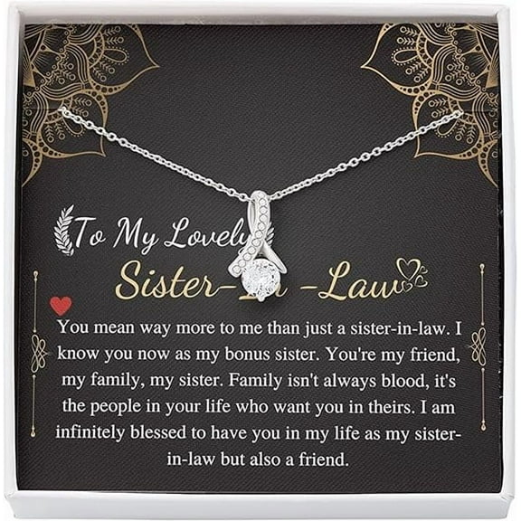 Alluring Necklace for Sister in law on Mothers day, Sister In Law Birthday Gift, Christmas Gift For Her with personalized message card