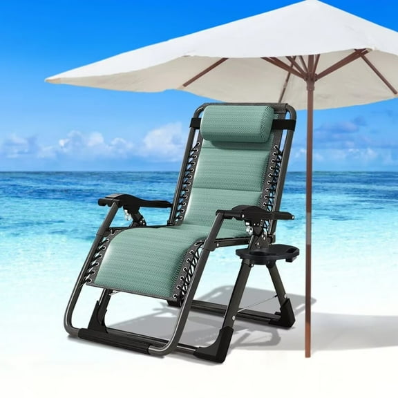 NAIZEA Adjustable Zero Gravity Chair with Cup Holder - Green