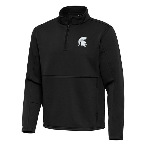 Men's Antigua Black Michigan State Spartans Twist Quarter-Zip Pullover Jacket