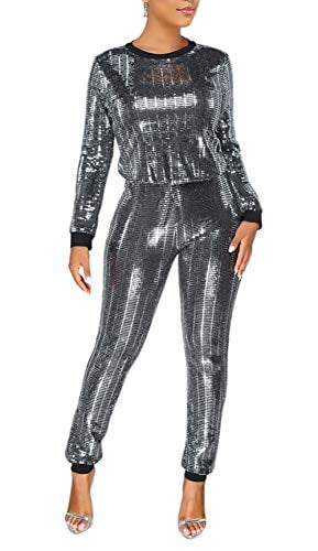 long sleeve metallic jumpsuit
