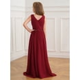 thumbnail image 4 of Linjinx Robe de Bal Maxi Sans Manches Plissée en Chiffon Perlée pour Filles Mariage Junior Demoiselle d'Honneur Danse Bal Fête Bourgogne 6, 4 of 7