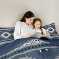 thumbnail image 5 of Feelyou Bohemian Triangle Buffalo Queen Comforter Set, Blue Hippie Aztec Bedding Sets, Teens Adult Women Men Reversible Bedding Comforter Set, Microfiber Bedroom Decor, 3-Piece, 5 of 8