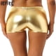 thumbnail image 2 of Pantalones cortos metálicos brillantes para mujer, ropa de discoteca de baile en barra para fiesta Rave, pantalones cortos con efecto mojado, cintura media, cintura elástica, pantalones calientes, 2 of 5