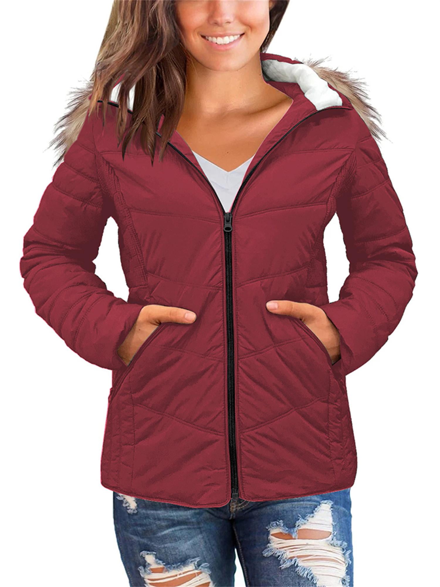 Plnotme Women's Short Puffer Coat Zip Pockets Quilted Parka Solid Color