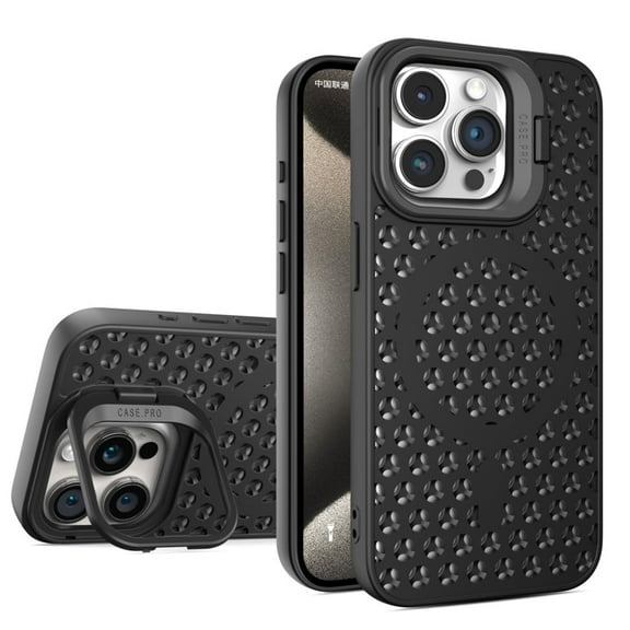 Case For Iphone 16 Pro Max/16 Pro/16/16 Plus, Magnetic Heat Dissipation Case Hollowing Stand Slim Drop Protection Shell