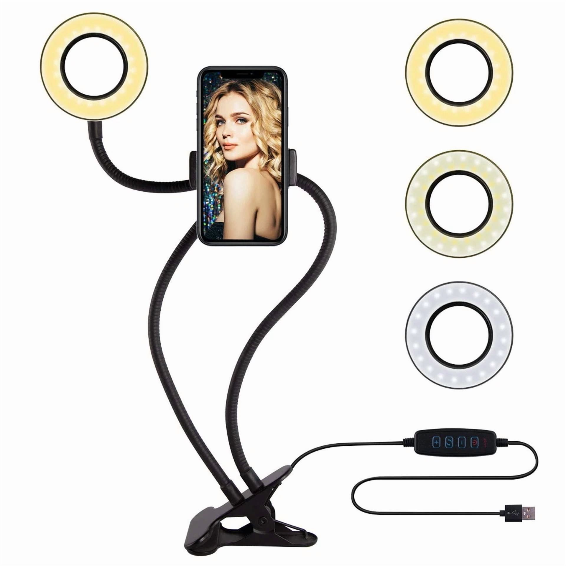 CRESTIN- Led Selfie Ring Light Phone Holder Flexible Stand Long Arm For Stream Live Lamp