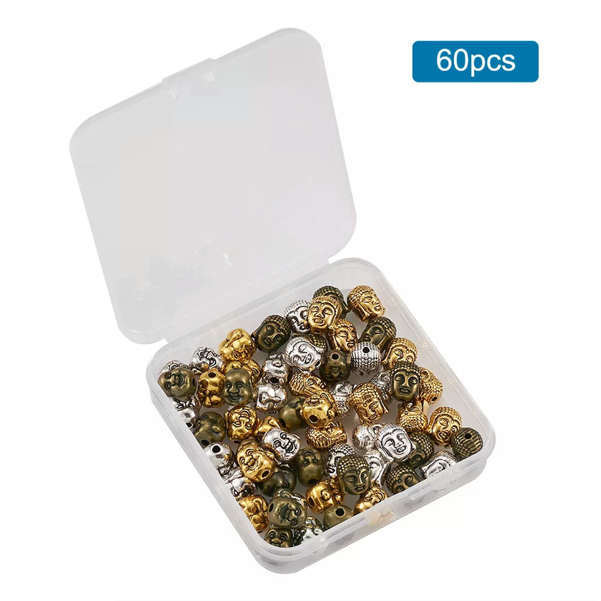 EOEMY 60Pcs Tibetan Alloy Buddha Beads Mini Metal Loose Spacer For Buddhist 10~11mm
