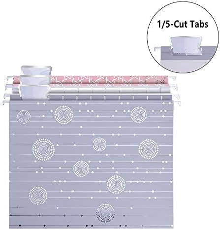 12 Pack Decorative Hanging File Folders Letter Size File Folder Cute Pretty Hanging Folder Organizer for Filing Cabinet Office Home Desktop with 1/5-Cut Adjustable Tabs, 3 Silver Foil Design