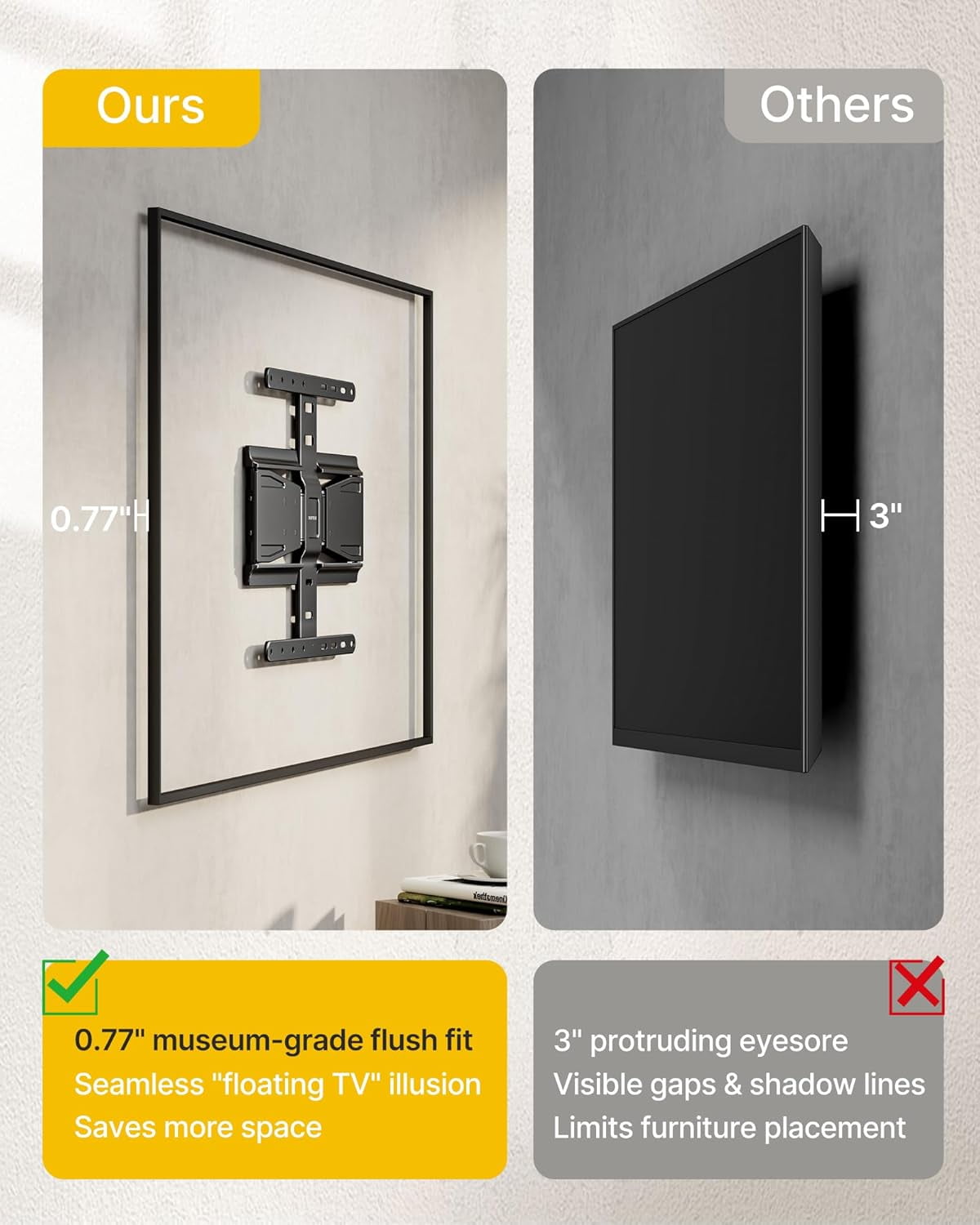 monTEK 0.77" Ultra Slim Full Motion TV Wall Mount for 37–75" TVs, Dual Arm Articulating Bracket, 143 lb Capacity, VESA 100x200–400x400, Fits 16"/18" Studs, 4× Load Tested
