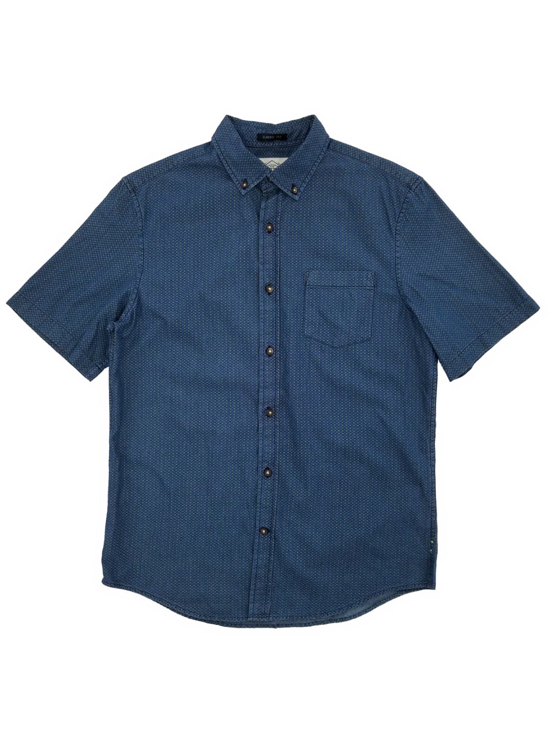 St. John's Bay - Mens Indigo Square Geo Button-Down Short Sleeve Shirt ...