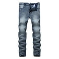 thumbnail image 1 of Ketyyh-chn99 Jeans pour Hommes 2024 Coupe Régulière Ample Pantalons Shorts Hommes Coupe Ajustée Jambe Droite Rétro Hip-Hop Pantalons Jeans de Rue Pantalons Bleu,34, 1 of 4