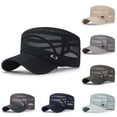 thumbnail image 2 of FUZHIQ Breathable Full Mesh Flat Top Military Cap Unisex Quick Dry Sun Protection Adjustable Hat for Outdoor Hiking Camping Daily Wear, 2 of 3